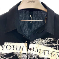 Yohji Yamamoto ヨウジヤマモト GT-B19-020 GroundY グラウンドワイ Basic Shirt English Newspaper x Antique Flower PatternA プリント シャツ ブラック size3 瑞穂店