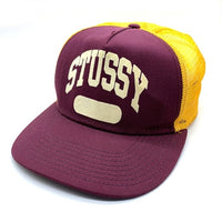 90's 00's STUSSY ステューシー STUSSY HATS メッシュ キャップ バーガンディー イエロー 福生店