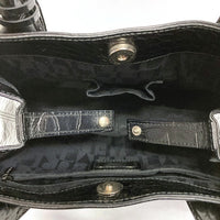 FURLA フルラ トートバッグ クロコ型押しハンドバッグ 保存袋付 ブラック 瑞穂店