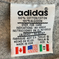 90's adidas アディダス SOCCER ノースカロライナ大学 プリントTシャツ グレー 万国旗タグ USA製 Size L 福生店