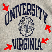 90's Champion チャンピオン UNIVERSITY VIRGINIA プリント リバースウィーブ スウェットクルーネックトレーナー グレー Size L-XL 相当 福生店