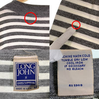 90's LONG JOHN ロングジョン ボーダー ロングスリーブTシャツ コットン グレー ホワイト USA製 Size M 福生店