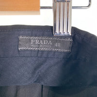 PRADA プラダ ボタンフライ ストレートスラックス トラウザー パンツ ブラック やや厚手 Size 48 福生店