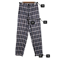 80's STUSSY ステューシー コットン チェック柄 1タック ロングパンツ グレー ブラック USA製 黒タグ Size 29 福生店
