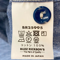 Buzz Rickson's バズリクソンズ BR25995 BLUE CHAMBRAY WORK SHIRT シャンブレー ワーク シャツ インディゴ size18-18・1/2 瑞穂店
