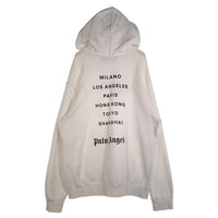 Palm Angels パームエンジェルス Paris Sprayed Logo Hoodie ロゴスプレープリント プルオーバースウェットパーカー ホワイト PMBB003S20636057 Size XXL 福生店