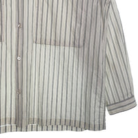 E.TAUTZ イートウツ バンドカラー コットン ストライプシャツ オーバーサイズ クリーム GKG-58310-B Size S 福生店