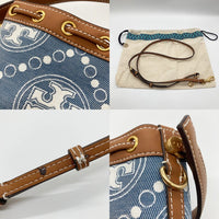 TORY BURCH トリーバーチ モノグラムジャガードバケットバッグ デニム調 ブルー系 瑞穂店