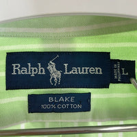 Ralph Lauren ラルフローレン BLAKE ストライプ 長袖 オックスフォードシャツ ミントグリーン sizeL 瑞穂店