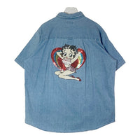 Betty Boop ベティーブープ スパンコール デニム半袖シャツ ブルー sizeXL 瑞穂店