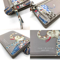 TORY BURCH トリーバーチ 二つ折り財布 像刺繡 グレー 瑞穂店