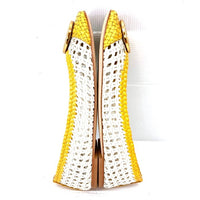TORY BURCH トリーバーチ レザー編み込み フラットシューズ イエロー ホワイト Size US7 (24cm) 瑞穂店