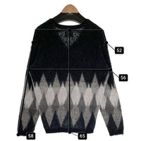 MASSES マシス アーガイル ウールニットカーディガン アクリル ナイロン ブラック グレー Size M 福生店