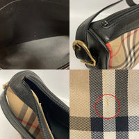 Burberry's バーバリーズ ノバチェック ロゴ透かし レザー ショルダーバッグ ブラック 瑞穂店