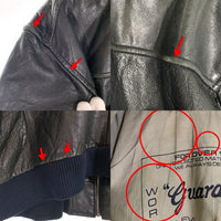 80`s Levi`s リーバイス Leather Jacket レザージャケット ジップアップリブブルゾン ブラック 135周年 Size M 福生店