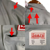 70's Sears シアーズ ワークシャツ ワッペン グレー 薄手 Size S 福生店