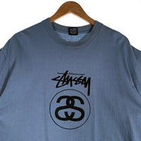 80's STUSSY ステューシー シャネルロゴ 半袖 Tシャツ ライトブルー Size XL 福生店