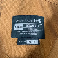 Carhartt カーハート R01 Relaxed Fit DUCK BIB OVERALLS リラックスフィット ダック オーバーオール ブラウン 1027776 211 Size 46×30 福生店