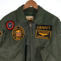 70's CWU-45/P FILAMENT NYLON ミリタリー フライトジャケット カスタムワッペン TOM CAT グリーン 78年会計 民間品 Size L 福生店