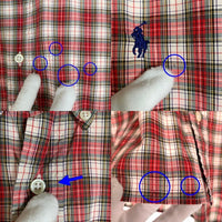 Ralph Lauren ラルフローレン BLAKE ボタンダウンチェックシャツ 半袖 コットン レッド 香港製 Size XL 福生店