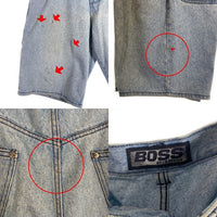 BOSS by I.G.DESIGN ボス ロゴ刺繡 デニムバギーショーツ ショートパンツ インディゴ メキシコ製 Size 36 福生店