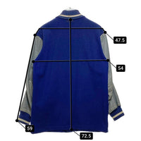 60's WHITING ホワイティング 袖レザー ウール スタジャン ロング ネイビー グレー Size 38 瑞穂店