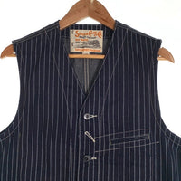 SUGAR CANE シュガーケーン ウォバッシュストライプ ワークベスト ネイビー Size 40 福生店
