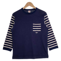 FREEWHEELERS フリーホイーラーズ POWER WEAR ボーダー切替 ポケット 七分袖 ロングスリーブTシャツ ネイビー Size M 福生店