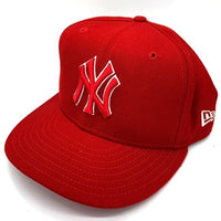 90's New Era ニューエラ 59FIFTY MLB ニューヨーク・ヤンキース ウールベースボールキャップ レッド USA製 Size 7 3/8 (58.7cm) 福生店
