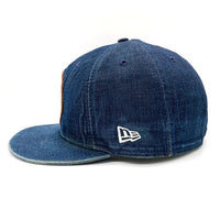 A BATHING APE アベイシングエイプ New Era ニューエラ デニム 猿ワッペン 59FIFTY キャップ 帽子 インディゴ size7 1/2 瑞穂店
