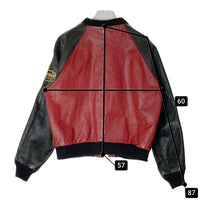 VANSON バンソン TJV USA製 後付けワッペン レザー チームジャケット ブラック×レッド size44 瑞穂店