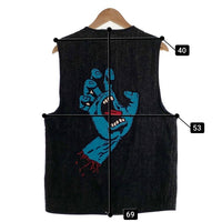 One Piece Of Rock ワンピースオブロック ブラックデニム ベスト 月桂樹ボタン サンタクルーズ刺繡 激レア Size XL 福生店