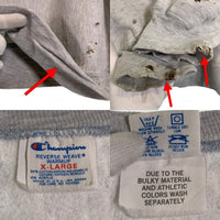 80's Champion チャンピオン REVERSE WEAVE リバースウィーブ トリコロール プリントタグ クルーネックスウェット グレー USA製 Size XL 福生店