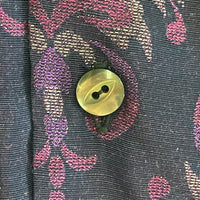 Needles ニードルズ S/S Classic Shirt-CU/R/S ORNAMENT Jq オープンカラーシャツ ジャカード 半袖 ネイビー パープル MR131 Size M 瑞穂店
