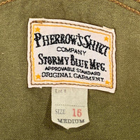 Pherrow's フェローズ U.S.N. チンストラップ 長袖シャツ オリーブ ステンシル Size M 福生店