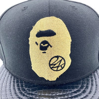 A BATHING APE アベイシングエイプ 24karats トゥエンティーフォーカラッツ New Era ニューエラ サル刺繍 型押し 9FIFTY キャップ 帽子 ブラック×ゴールド sizeF -2 瑞穂店