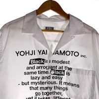 S'YTE サイト ヨウジヤマモト メッセージプリントシャツ ホワイト オープンカラー UT-B64-036 Size 3 福生店