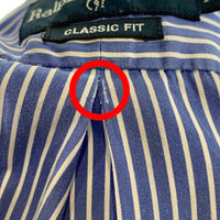 Ralph Lauren ラルフローレン CLASSIC FIT ボタンダウン ストライプシャツ ブルー ホワイト Size 16 福生店