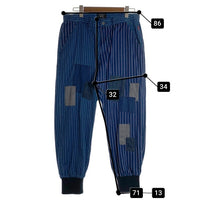 glamb グラム Clump wide denim ウォバッシュ ストライプ パッチワーク ジョガーパンツ 裾リブ インディゴ GB17SM/P10 Size 3 福生店