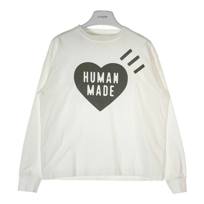 HUMAN MADE ヒューマンメイド センターロゴ ハートプリント デイリー 2023/3/4 ロンT ホワイト sizeS 瑞穂店