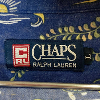 CHAPS RALPH LAUREN チャップス ラルフローレン レーヨン リネン オープンカラーシャツ ネイビー 半袖 アロハ Size L 瑞穂店