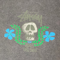 STUSSY ステューシー オールド 黒タグ スカル フラワー 両面プリント Tシャツ ブラック sizeXL 瑞穂店