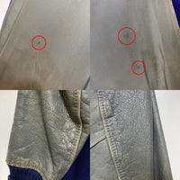 60's WHITING ホワイティング 袖レザー ウール スタジャン ロング ネイビー グレー Size 38 瑞穂店