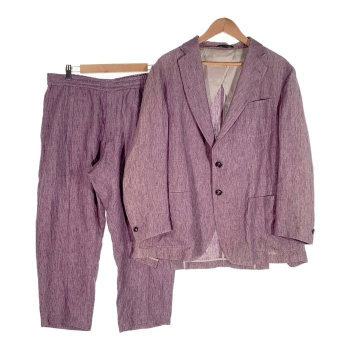 希少2XLサイズ✨アルマーニ テーラードジャケット リネン 総柄 格子柄 52 希少2XLサイズ✨アルマーニ テーラードジャケット リネン 総柄