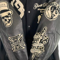 EVOKE イヴォーク マスターピース Ghost Rider 袖レザー アワードジャケット スタジャン フルデコ ブラック Size XL 福生店
