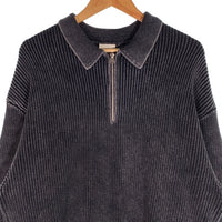 bound ハーフジップ コットンニット ポロ ロングスリーブ ウォッシュドブラック Size M 福生店