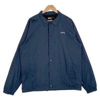 STUSSY ステューシー ロゴ刺繡 バックプリント コーチジャケット ネイビー 115353 Size XL 福生店