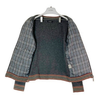 BURBERRY BLACK LABEL バーバリーブラックレーベル ジップアップ ニットブルゾン 中綿入り グレー 2 瑞穂店