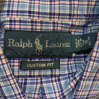 Ralph Lauren ラルフローレン CUSTOM FIT ボタンダウンチェックシャツ ネイビー ピンク Size 16 福生店