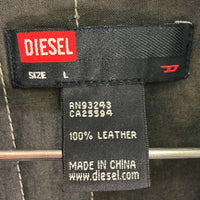DIESEL ディーゼル 袖ストライプ レザー ダブル ライダースジャケット ブラック sizeL 瑞穂店
